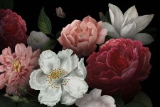 Vintage bloemen op zwarte achtergrond (1)